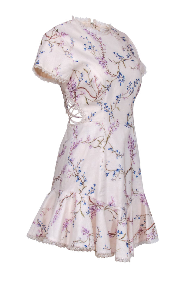 Current Boutique-Zimmermann - Cream & Multi Color Floral Print w/ Strappy Back Dress Sz 6