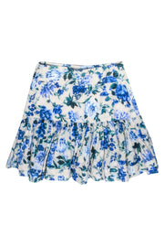 Current Boutique-Zimmermann - Cream w/Blue Floral Print Linen Skirt Sz 6
