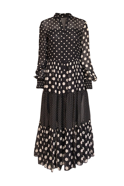 Akris punto Women's Tiered Polka-Dot Midi-Dress - Black Cream