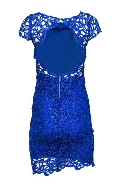 Alice & Olivia - Royal Blue Lace Key Hole Back Cap Sleeve Dress Sz 4 Alice & Olivia - Royal Blue Lace Key Hole Back Cap Sleeve Dress Sz 4