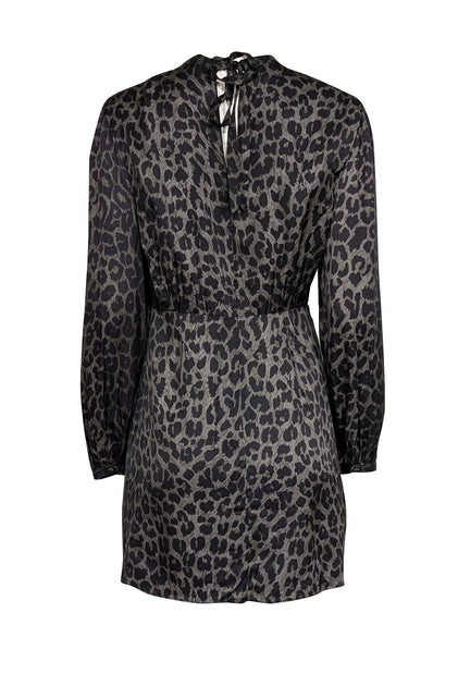 leopard print satin mini dress in black Black Leopard Print Dress - Satin Mini Dress - Black Slip Dress