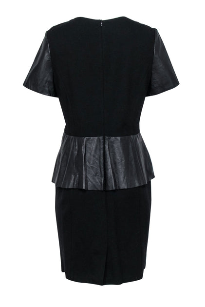 Antonio Melani - Black Leather Peplum Dress Sz 14
