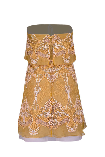BCBG Max Azria - Mustard Yellow w/White Embroidered Detail SamanthaD BCBG Max Azria - Mustard Yellow w/White Embroidered Detail SamanthaD