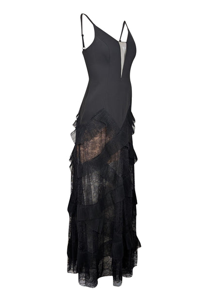 BCBG Max Azria - Black Ruffled Lace Sleeveless Formal Dress Sz 2 BCBG Max Azria - Black Ruffled Lace Sleeveless Formal Dress Sz 2