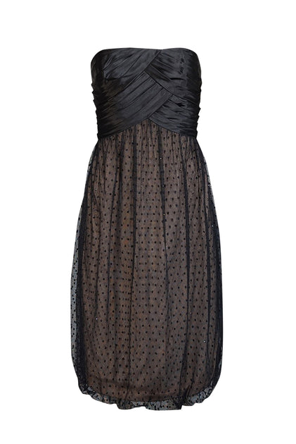 strapless open back dress One Shoulder Midi Dress with Bow Accent in Black, Black / Regular / 0 main image 0