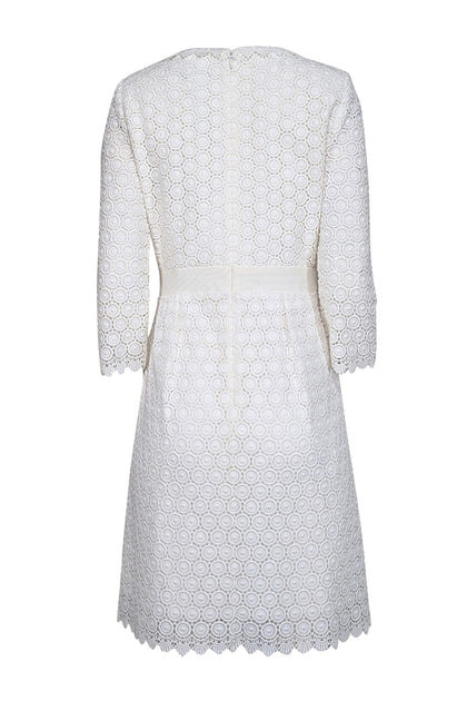 Diane von Furstenberg - White Eyelet Lace Cotton Dress Sz 10 Diane von Furstenberg - White Eyelet Lace Cotton Dress Sz 10