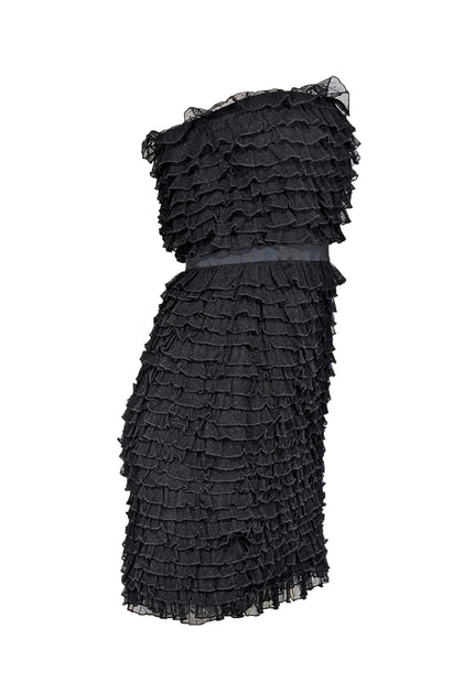 black strapless ruffle mini dress Diane von Furstenberg