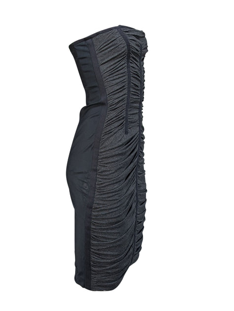 Dolce & Gabbana - Grey & Black Ruched Strapless Dress Sz 4 Dolce & Gabbana - Grey & Black Ruched Strapless Dress Sz 4