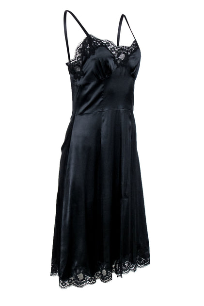 Dolce & Gabbana - Black Silk Blend Lace Trim Slip Dress Sz 6 Dolce & Gabbana - Black Silk Blend Lace Trim Slip Dress Sz 6