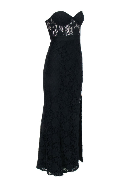 Fame and Partners - Black Strapless Lace Dress Sz S