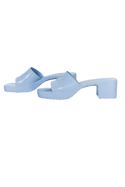 Gucci - Light Blue Rubber Logo Platform Slide Sandals Sz 11 | Current  Boutique