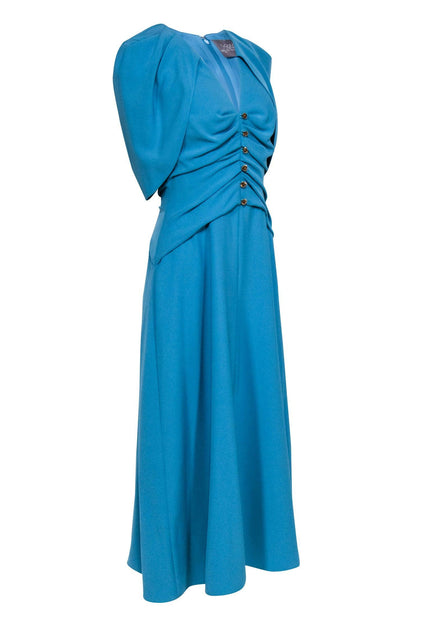 Lela Rose Women's Capelet Crepe Midi Dress - Robins Egg - Size 8 Lela Rose Women's Capelet Crepe Midi Dress - Robins Egg - Size 8