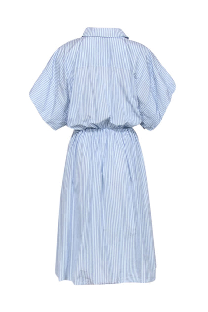 Maje - Light Blue Striped Short Sleeve Shirt Dress Sz 6