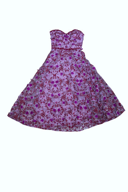 Marchesa Notte - Lavender, Purple, & Red Embroidered Lace Formal Dress Marchesa Notte - Lavender, Purple, & Red Embroidered Lace Formal Dress