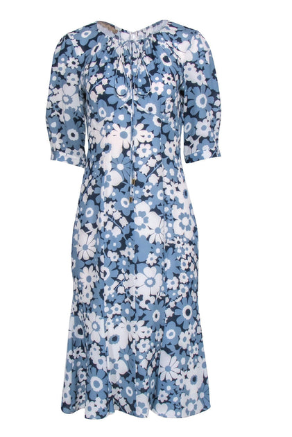 michael kors blue dress Lace Midi cutout empire Michael Kors Collection - Blue