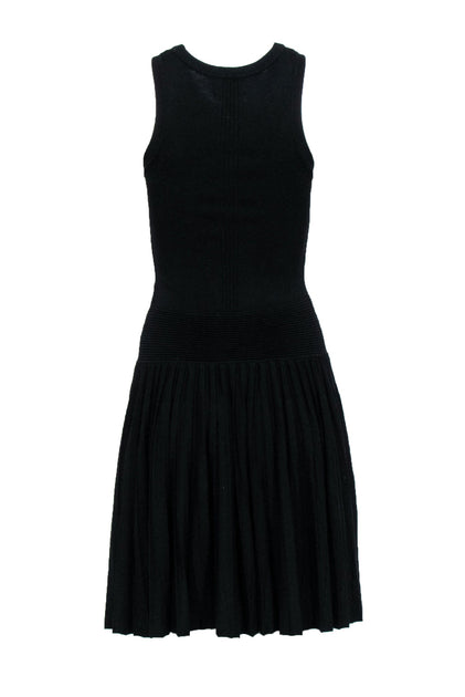 Milly - Black Knit Pleated Drop Waist Dress Sz S Milly - Black Knit Pleated Drop Waist Dress Sz S