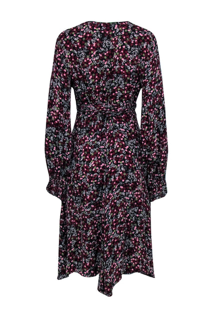 Nicholas - Black w/ Burgundy Floral Print Dress Sz M/L Nicholas - Black w/ Burgundy Floral Print Dress Sz M/L