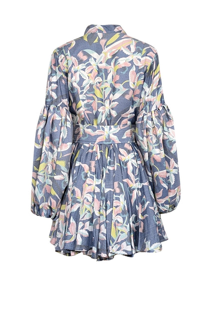 blue orchid linen dress Amur Everlee Linen Silk Mini Dress