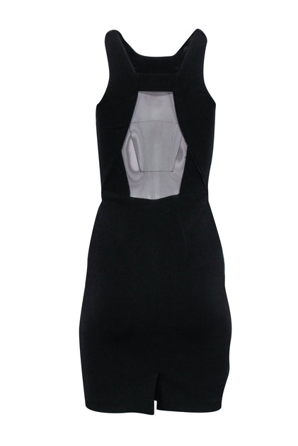 reiss black bodycon dress Reiss Ribbed Mesh Panel Bodycon Midi Dress in Black