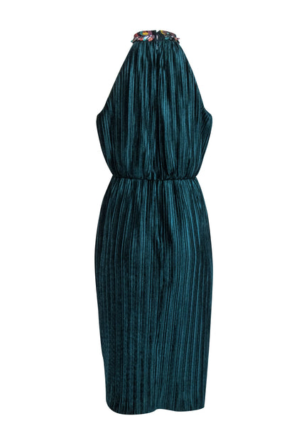 Shoshanna - Teal Velvet Pleated Sleeveless Dress Sz 6P