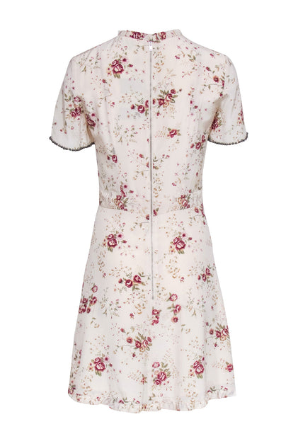 eyelet lace shirt dress Blue Floral Eyelet Lace Mini Shirt Dress main image 1