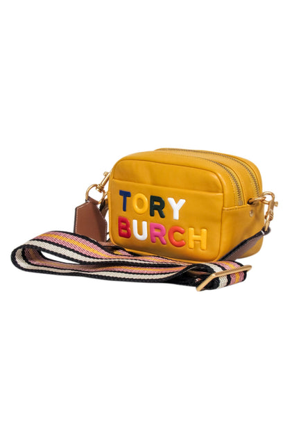 Tory Burch - Yellow Color Block Logo Double Zip Mini Bag