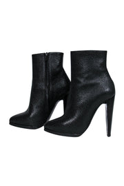 Current Boutique-3.1 Phillip Lim - Black Pebbled Leather Stiletto Ankle Booties Sz 6