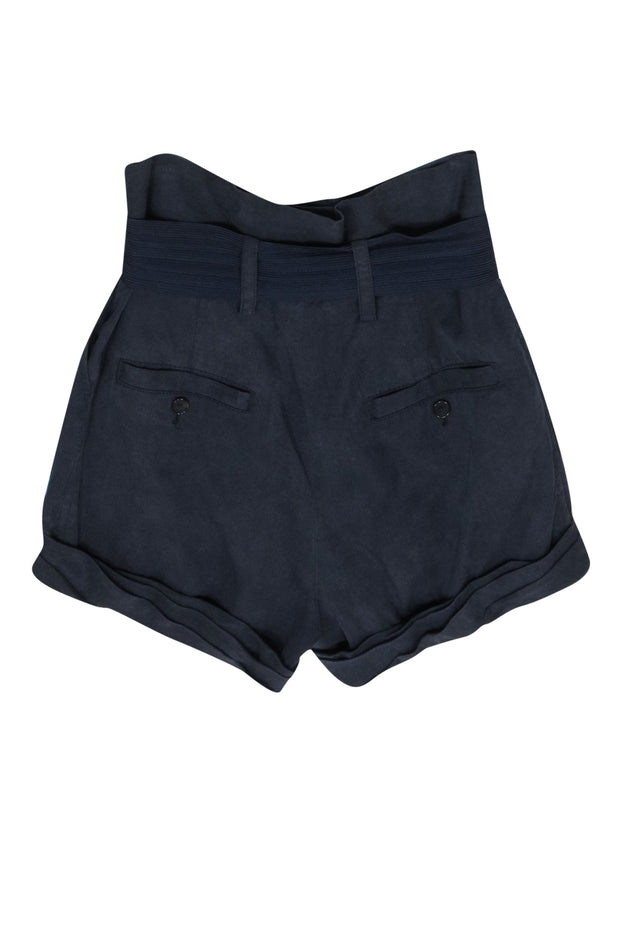 Current Boutique-3.1 Phillip Lim - Navy High Waisted Belted Paperbag Shorts Sz 4
