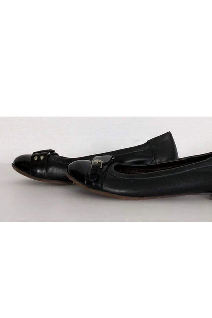 AGL Black Leather Cap Toe Flats Sz 8.5 Current Boutique