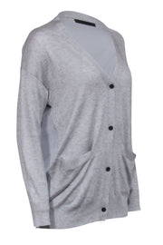 Current Boutique-ATM - Grey Button Front Satin Back Cardigan Knit Sz S