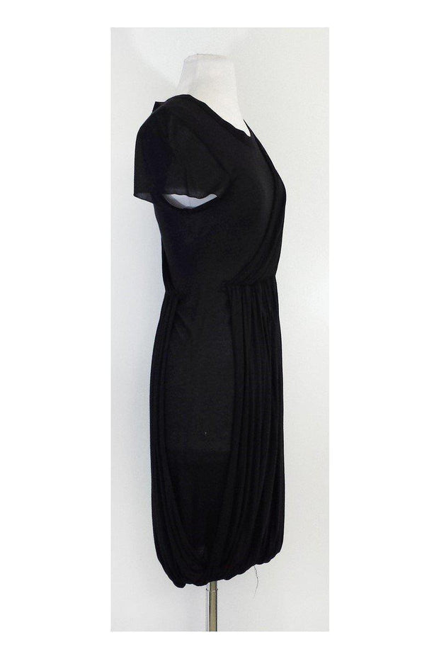 Current Boutique-A.L.C. - Black Draped Short Sleeve Dress Sz M