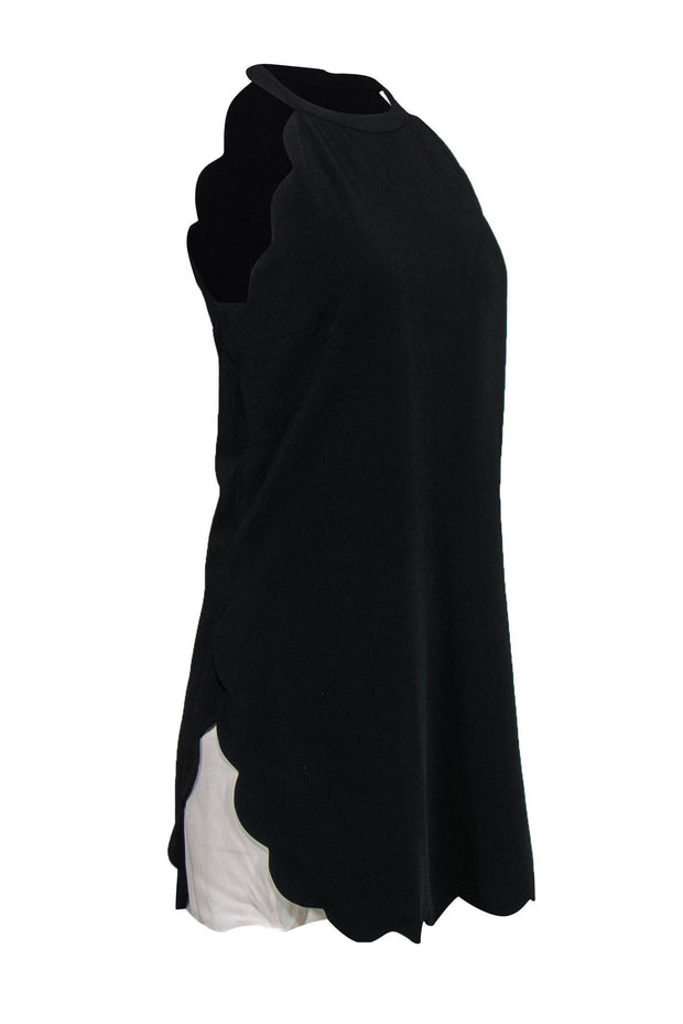 Current Boutique-A.L.C. - Black Scalloped Edge Mini Dress w/ Contrasting Slip Sz 6
