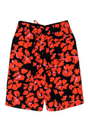 Current Boutique-A.L.C. - Orange & Black Floral Print Drawstring Bermuda Short Sz 2