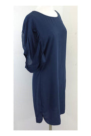 Current Boutique-Adam Lippes - Blue Chiffon Short Sleeve Shift Dress Sz 6