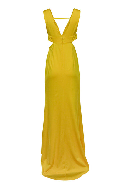 Adrianna Papell Bright Yellow Sleeveless Gown w Cutouts Sz 8