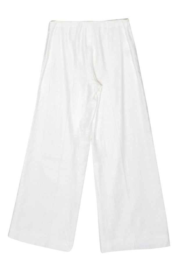 Current Boutique-Agnona for Bergdorf Goodman - White Wide Leg Linen Trousers Sz 10