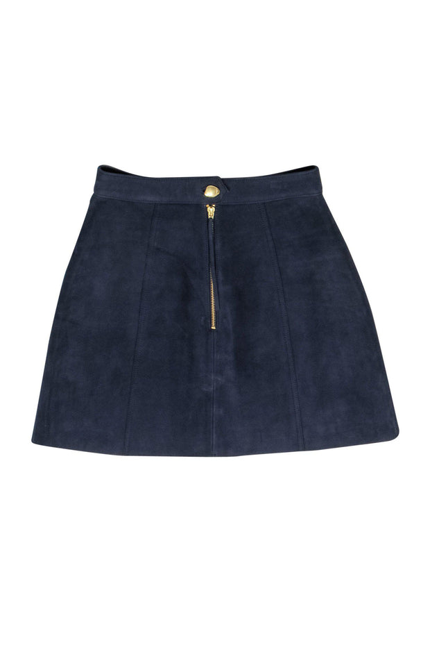 Current Boutique-Aje - Navy Suede Miniskirt w/ Gold Buttons Sz 8
