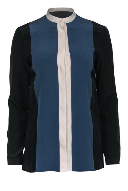 Akris Punto - Black, Blue, & White Colorblock Silk Blouse Sz 6 – Current  Boutique