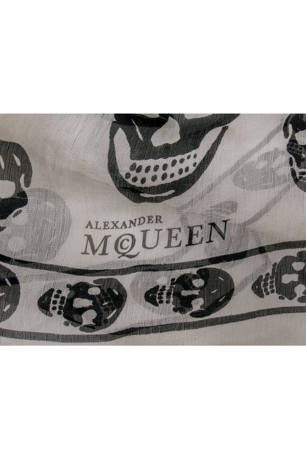 Current Boutique-Alexander McQueen - Cream & Black Skull Printed Semi-Sheer Scarf