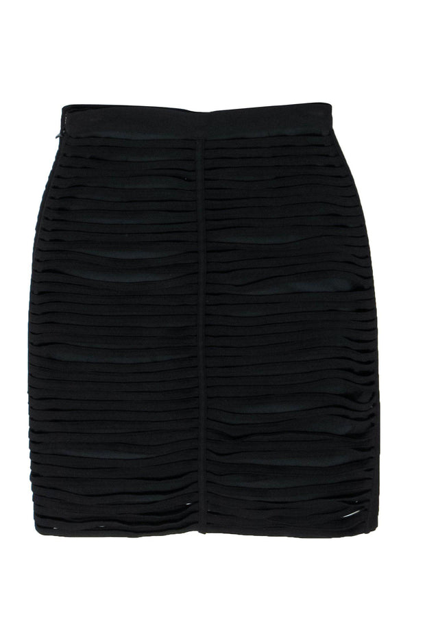 Current Boutique-Alexander Wang - Black Split Draped Pencil Skirt Sz 4
