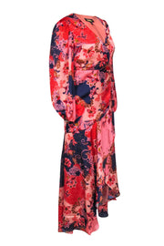 Current Boutique-Alexia Admor - Red, Pink & Navy Floral Print Wrap Maxi Dress Sz 2