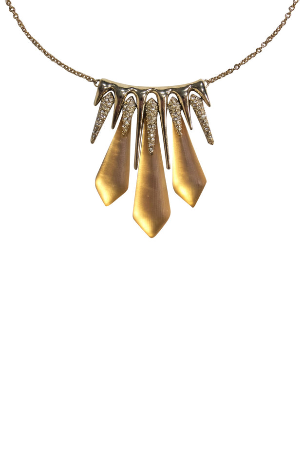 Current Boutique-Alexis Bittar - Golden Pointed Tine Bar-Style Necklace w/ Spear Crystals