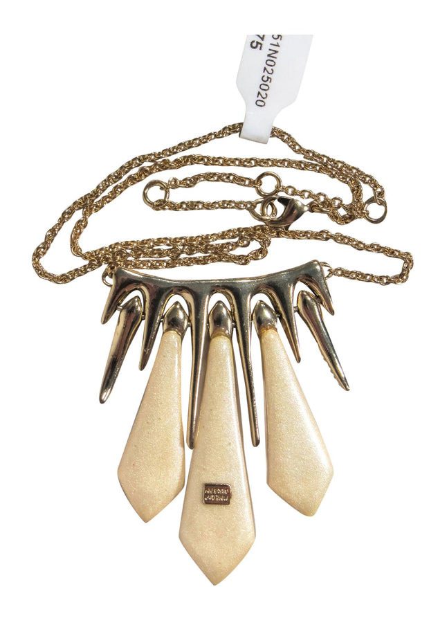 Current Boutique-Alexis Bittar - Golden Pointed Tine Bar-Style Necklace w/ Spear Crystals
