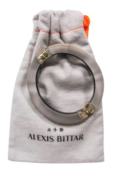 Current Boutique-Alexis Bittar - Lucite Bangle w/ Gold Clasps & Diamond Adornment