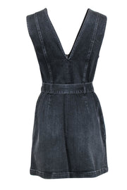 Current Boutique-Alice & Olivia - Black Denim Sleeveless Zip-Up Belted Sheath Dress Sz 10