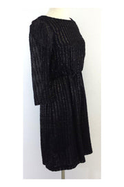 Current Boutique-Alice & Olivia - Black Eleanor Metallic Striped Dress Sz S