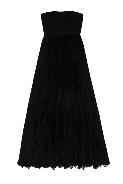 Current Boutique-Alice & Olivia - Black Pleated Strapless Gown Sz 0