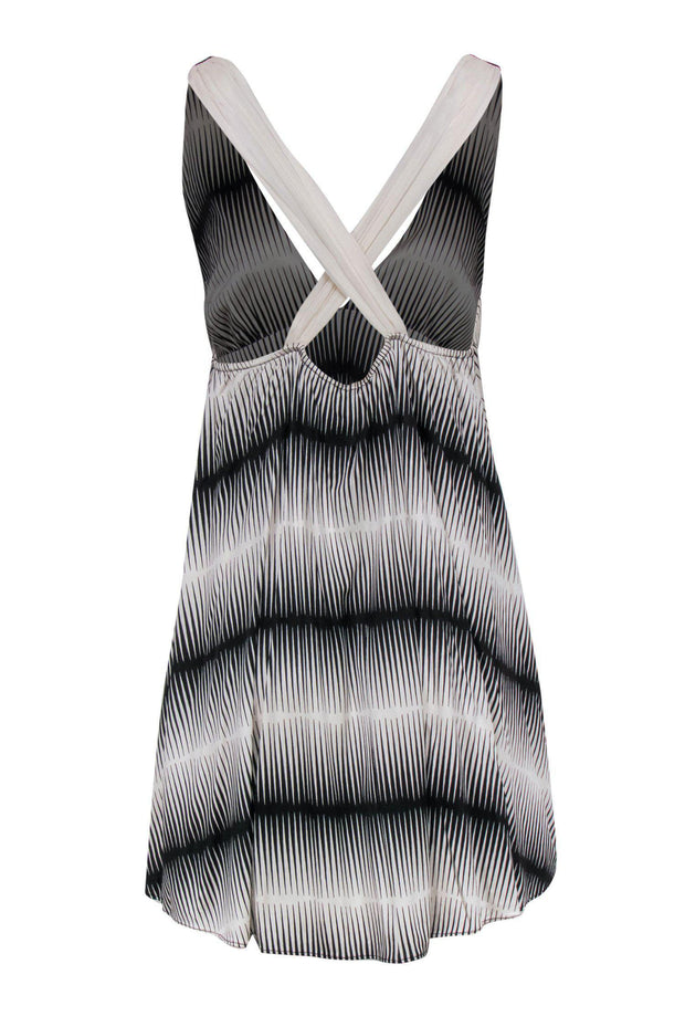 Current Boutique-Alice & Olivia - Black & White Print Cross Strap Silk Dress Sz M