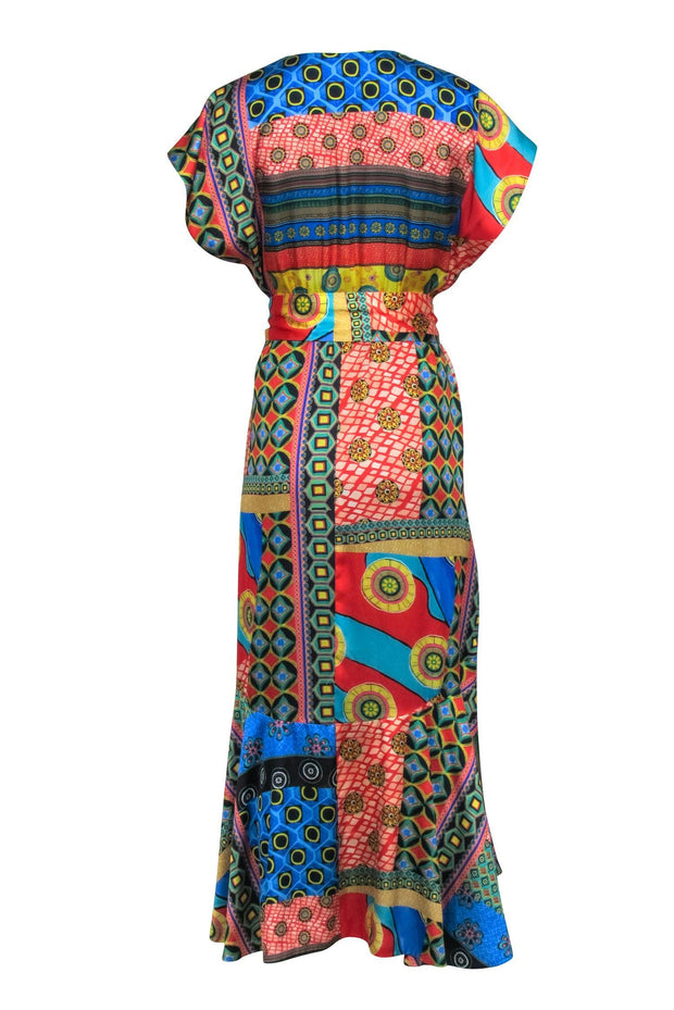 Current Boutique-Alice & Olivia - Multicolored Print Wrap Maxi Dress Sz 6