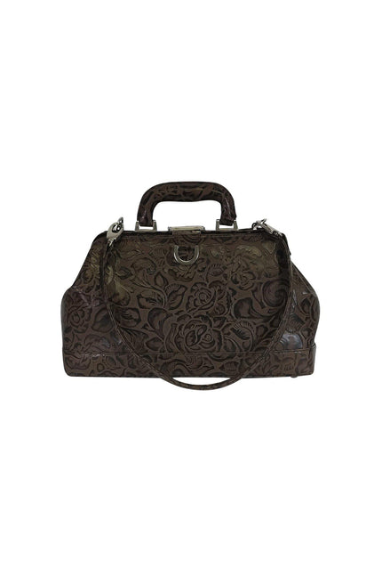 Alicia Klein Brown Floral Structured Satchel Current Boutique